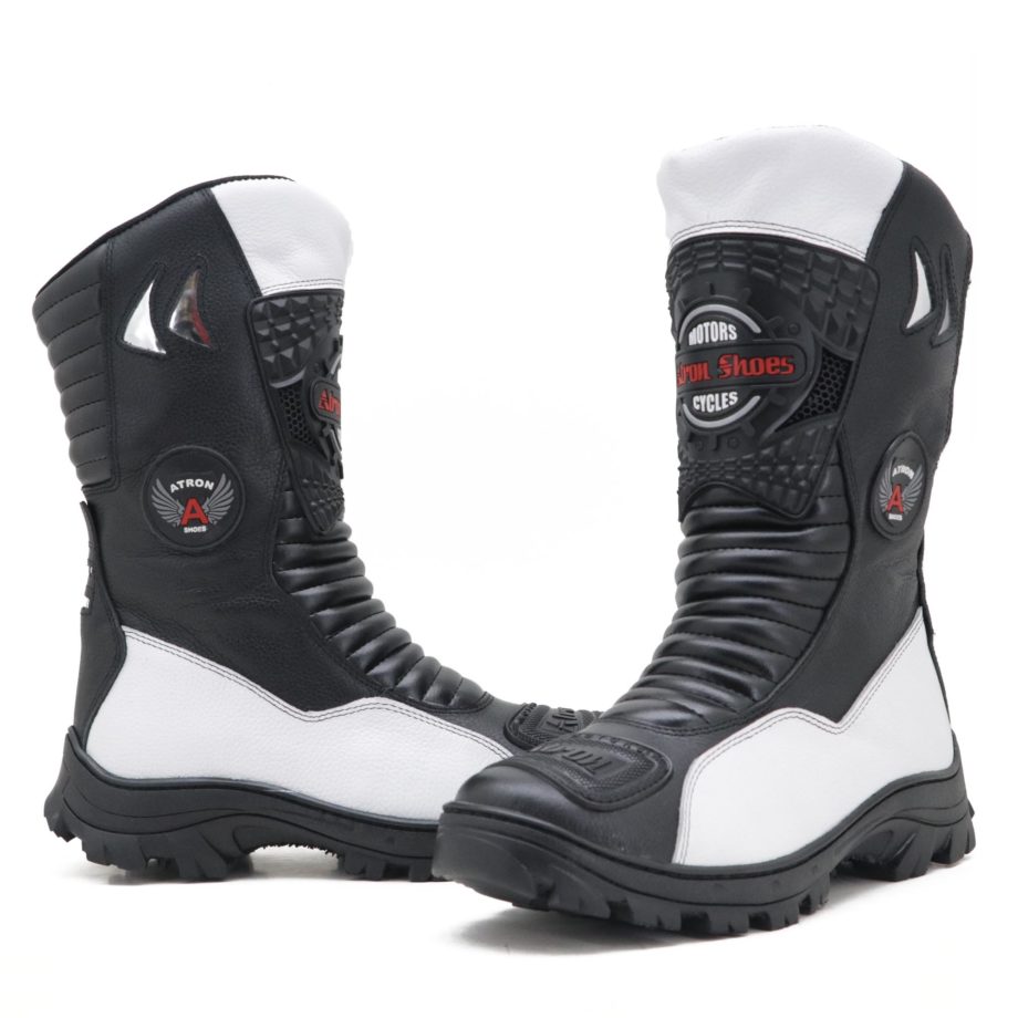 Bota Feminina Motocicl Roqueira Couro Atron